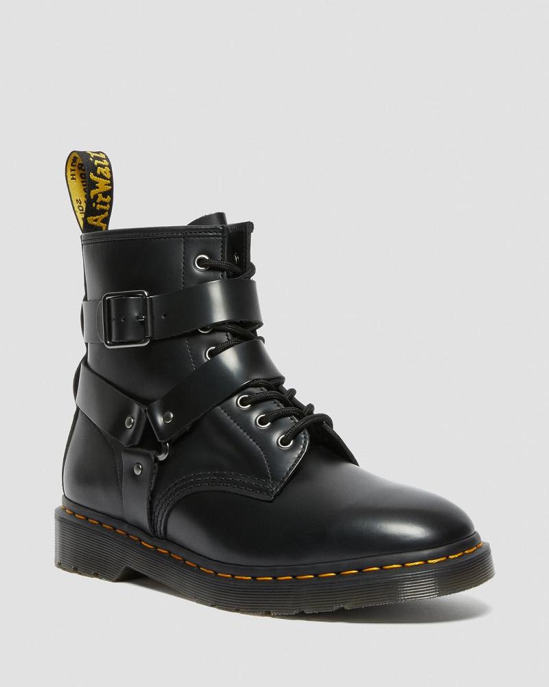 Dr Martens Cristofor Leren Harness Veterlaarzen Dames Zwart | NL 560NWY